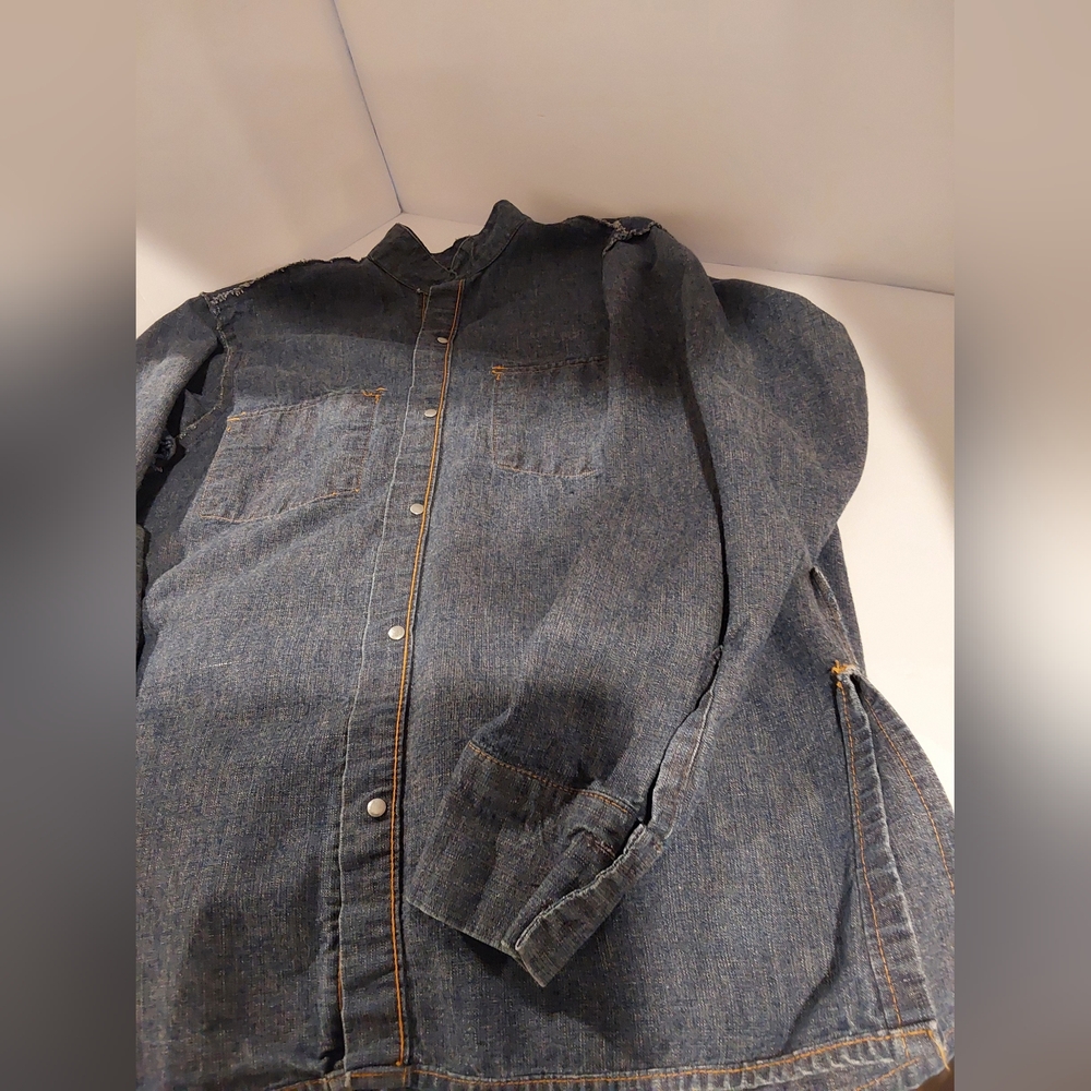 Vintage 1970s Levi’s Big E Denim Shirt Orange Tab Size M Made in USA - Picture 11 of 15